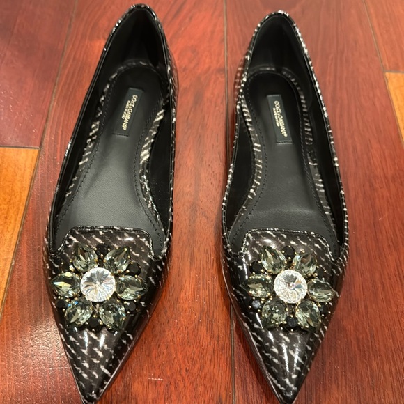 Dolce & Gabbana black flat shoes with crystals size 36.5 - Picture 1 of 6